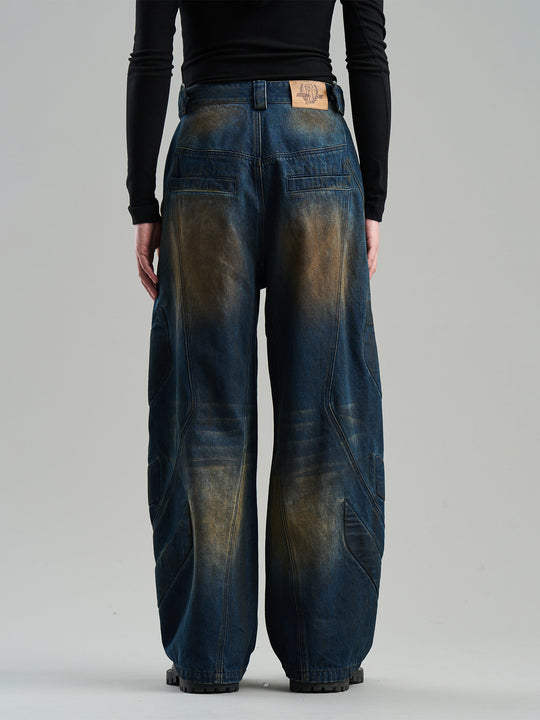 BLIND NO PLAN Mud Stained & Rusted Denim Jeans