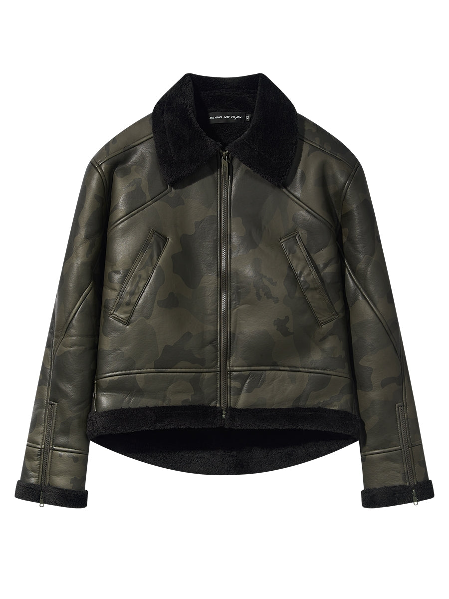 BLIND NO PLAN Camouflage Lambswool Short Jacket