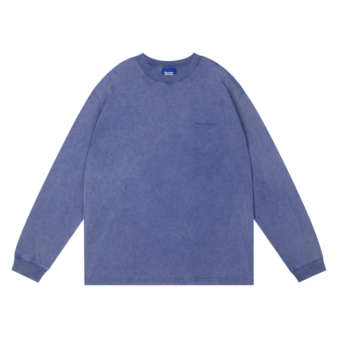 Wassup House Washed Faded Logo Long Sleeved Tee