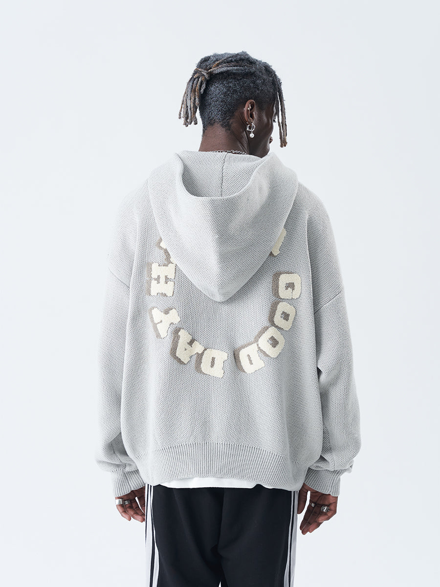 Harsh and Cruel Circular 3D LOGO Hoodie Knit Sweater | Face 3 Face