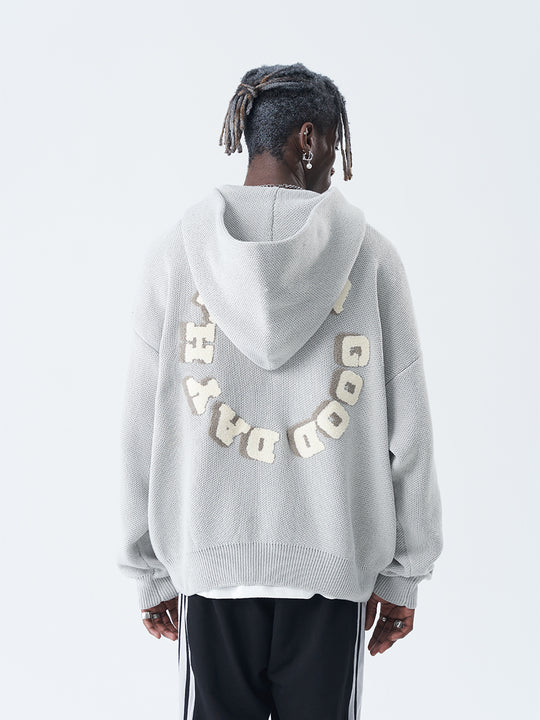Harsh and Cruel Circular 3D LOGO Hoodie Knit Sweater | Face 3 Face
