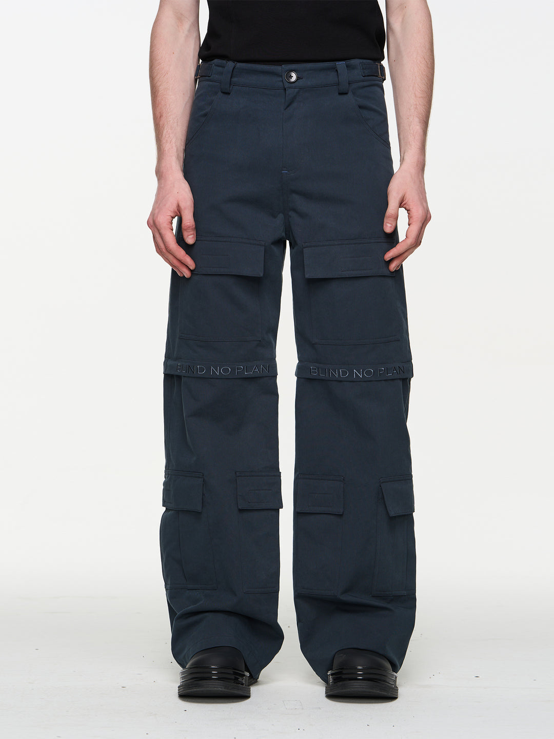 BLIND NO PLAN Two Tone Pocket Removable Logo Embroidered Work Pants