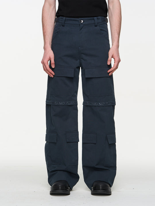 BLIND NO PLAN Two Tone Pocket Removable Logo Embroidered Work Pants