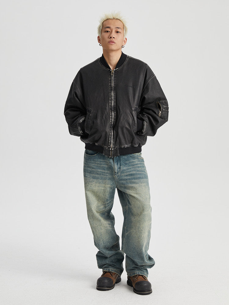 Wassup House Vintage MA-1 Flight Leather Jacket