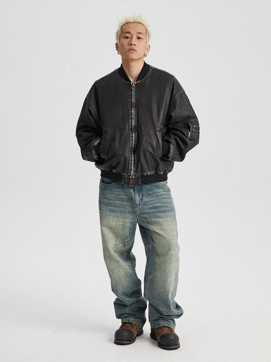 Wassup House Vintage MA-1 Flight Leather Jacket