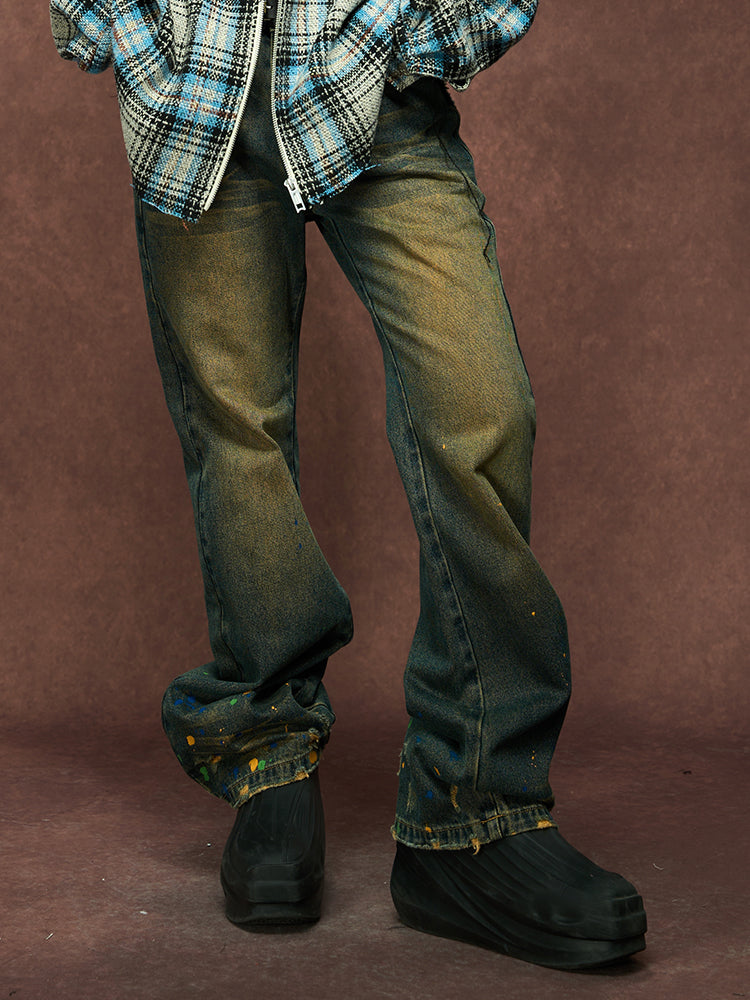 YADcrew Washed Ink Destruction Denim Jeans