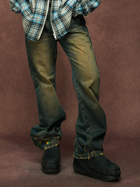 YADcrew Washed Ink Destruction Denim Jeans