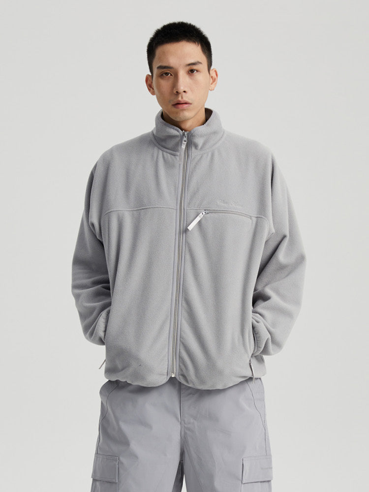 Wassup House Contrasting Edge Zipper Fleece Jacket