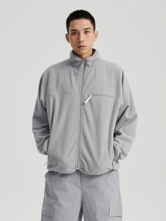 Wassup House Contrasting Edge Zipper Fleece Jacket