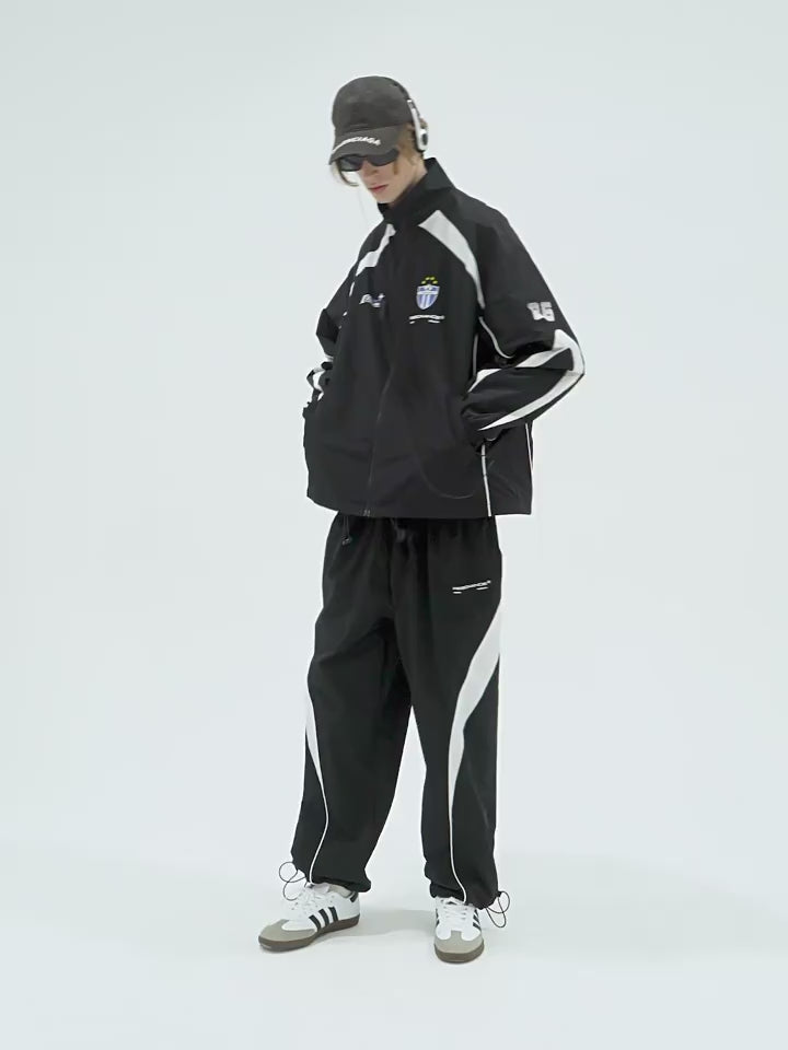 Harsh and Cruel Splicing Loose Crest Logo Jacket