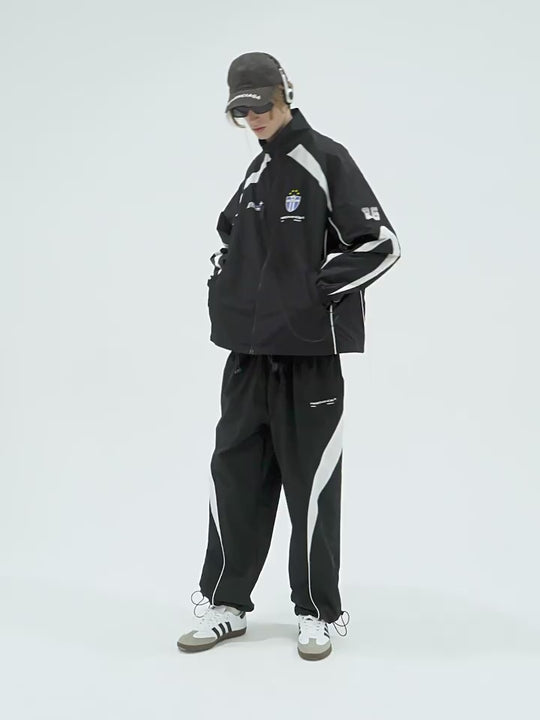 Harsh and Cruel Splicing Loose Crest Logo Jacket