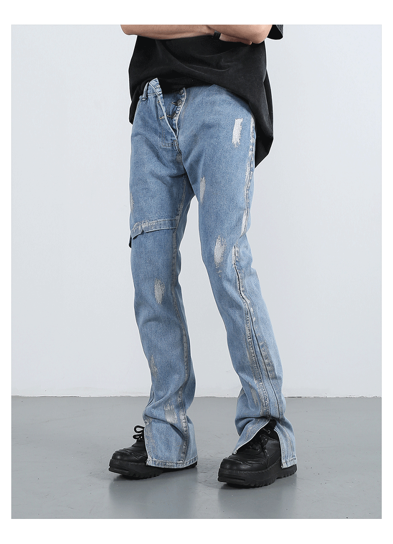 F3F Select Splash Ink Micro Flare Denim Jeans