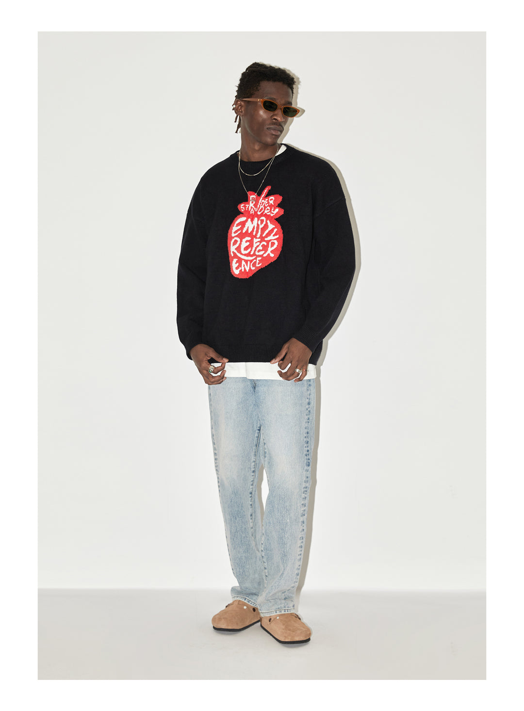 EMPTY REFERENCE I Love Strawberry Jacquard Knit Sweater