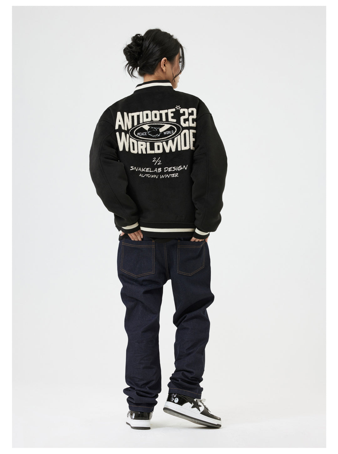 ANTIDOTE LOGO Woolen Embroidered Varsity Jacket | Face 3 Face