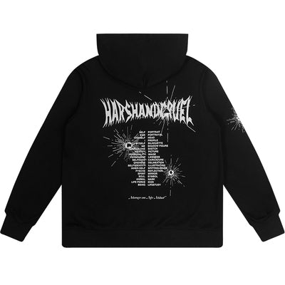Harsh and Cruel Bullet Hole Printed Hoodie