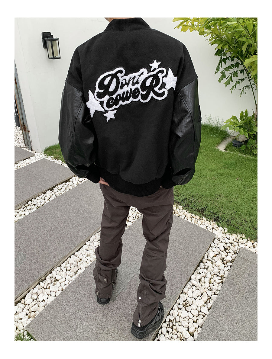 Don't Cower Embroidered Varsity Jacket