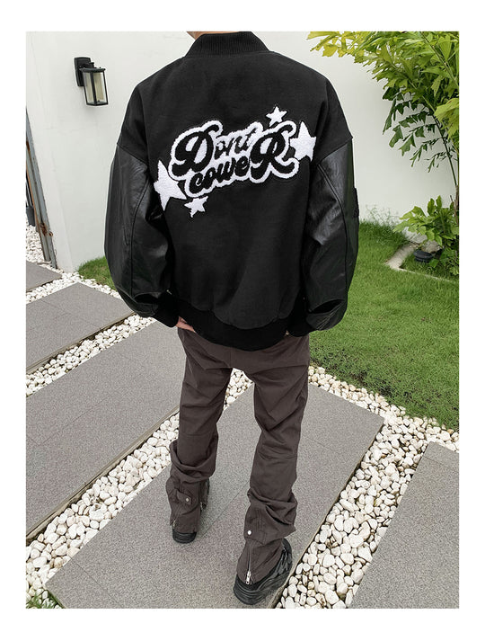 Don't Cower Embroidered Varsity Jacket