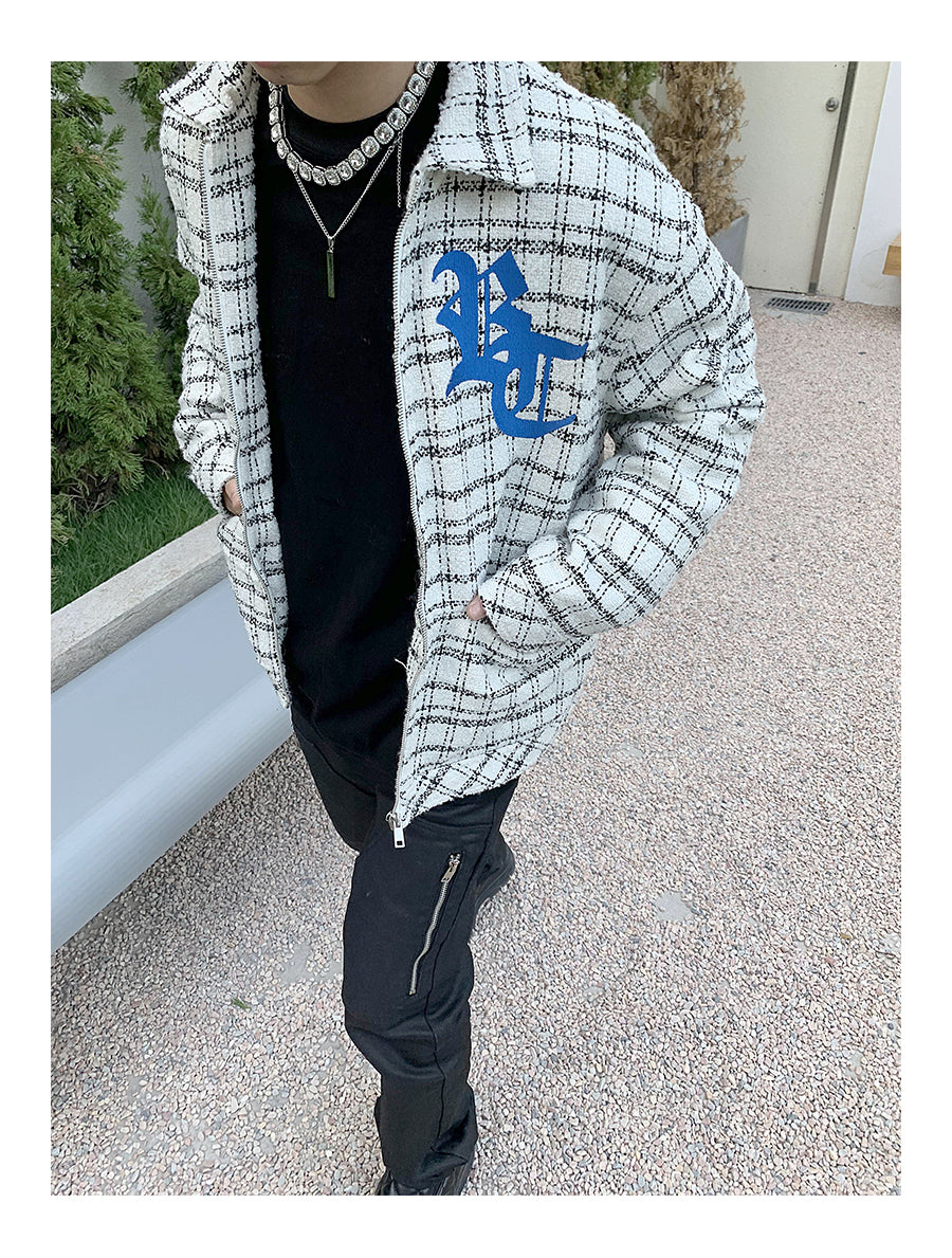 Embroidered Plaid Shirt Jacket