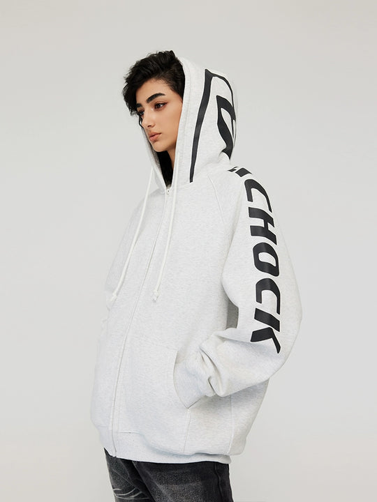 Achock Side Logo Print Zipper Hoodie