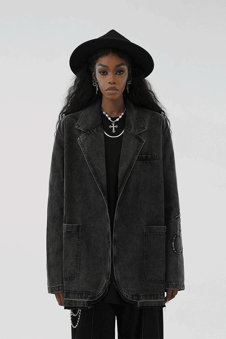 JHYQ Embroidered Denim Blazer