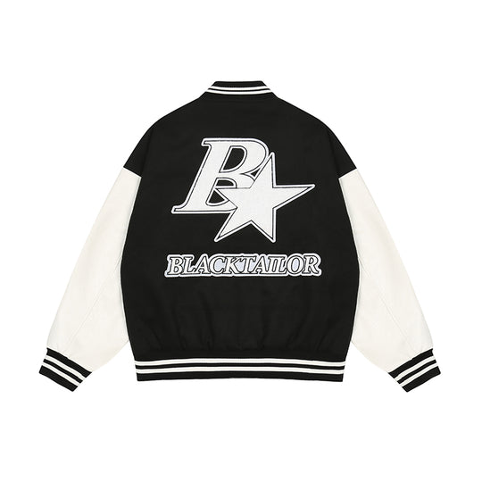 Star Embroidery Stitching Varsity Jacket