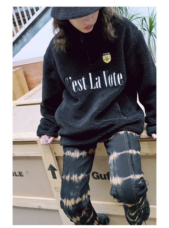 VOTE Bee Embroidered Sherpa Jacket