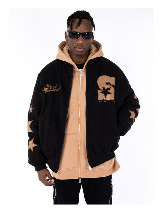 Star Embroidered Varsity Jacket