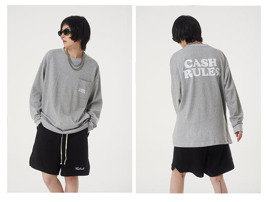 Cashrules Pocket Logo Print Long Sleeved Tee