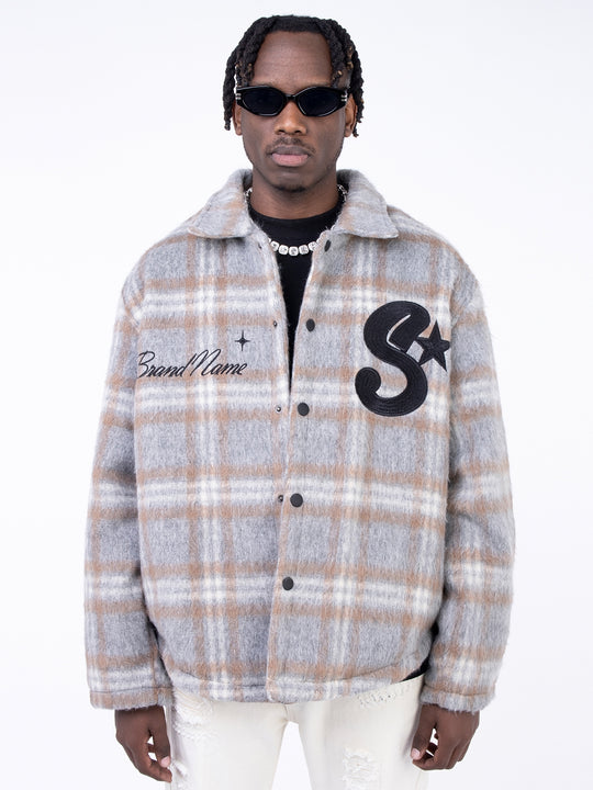 F3F Select Plaid Embroidered Tweed Jacket