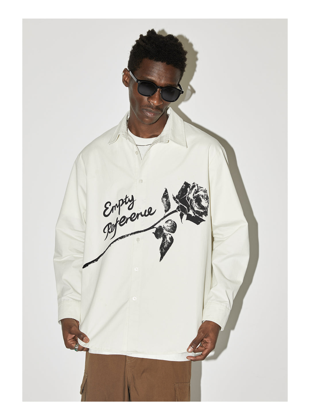 EMPTY REFERENCE Night Rose Print Long Sleeved Shirt