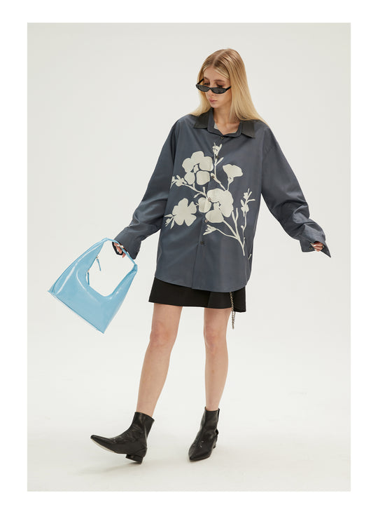 EMPTY REFERENCE Flower Shadow Print Long Sleeve Shirt