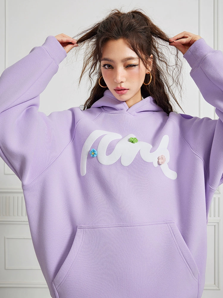 Puff print hoodies | Achock Foam Printed Embroidered Flower Hoodie | Face 3 Face