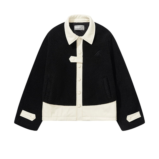 Harsh and Cruel PU Leather Stitched Sherpa Jacket