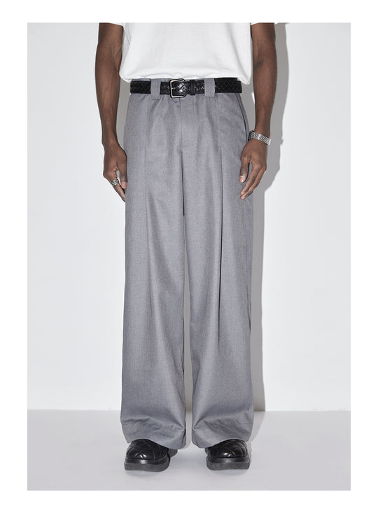 EMPTY REFERENCE Embroidered Silhouette Drape Suit Pants