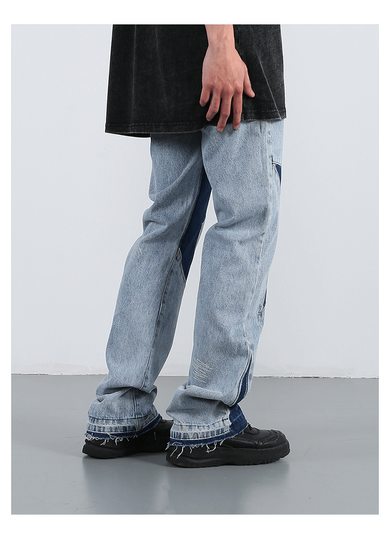 F3F Select Star Patchwork Micro Flare Denim Jeans