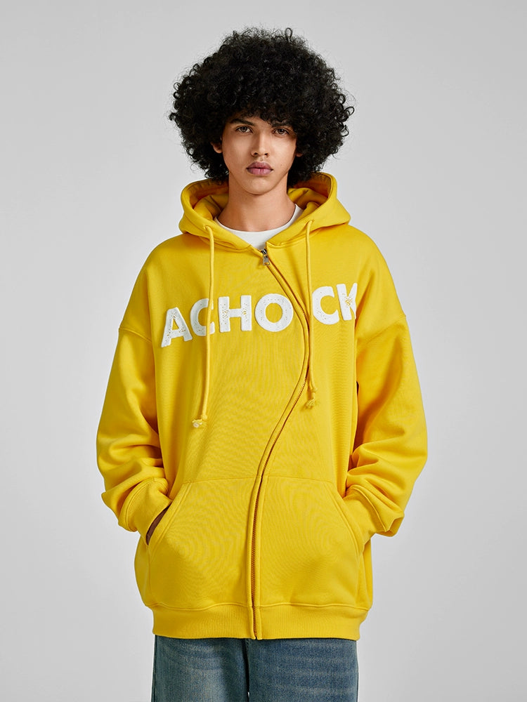 Achock National Tide S Zipper Foam Printed Hoodie