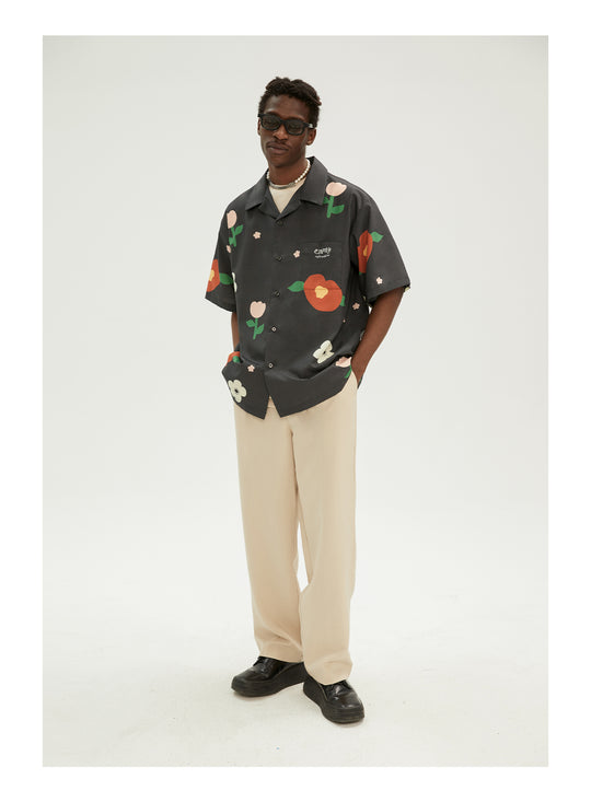 EMPTY REFERENCE Peach Flower Short Sleeve Shirt