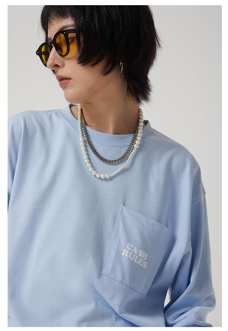 Cashrules Pocket Logo Print Long Sleeved Tee