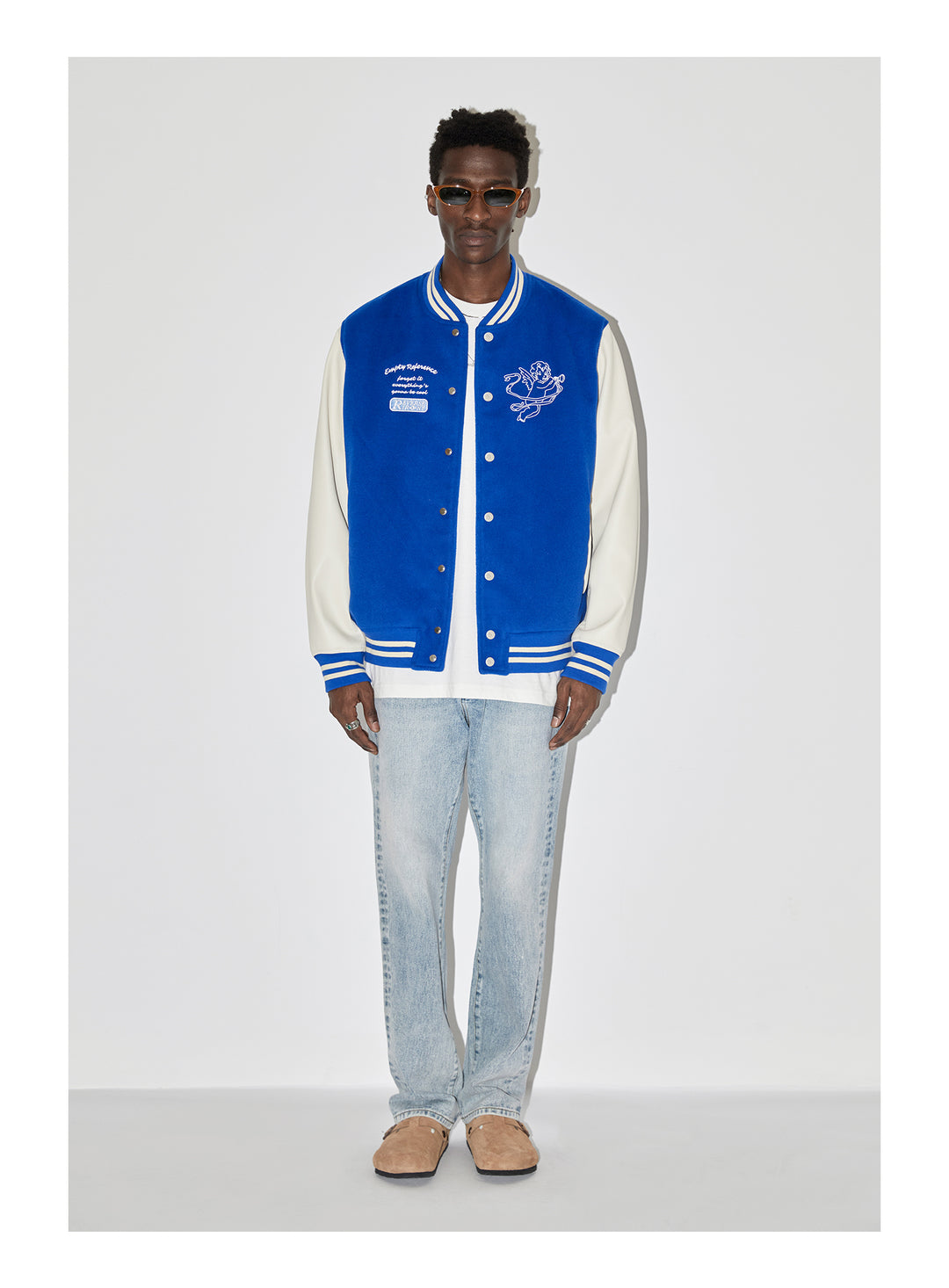 EMPTY REFERENCE Angel Logo Embroidered Baseball Jacket