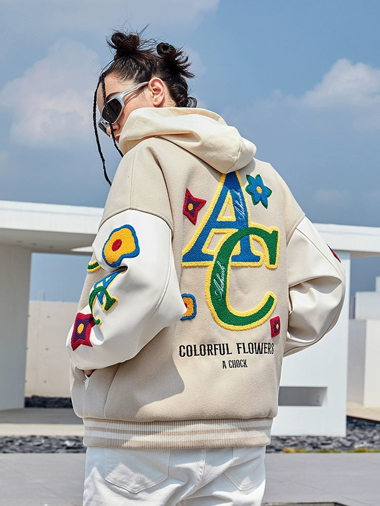 Baseball Jacket | Achock Floral Embroidered Baseball Jacket | Face 3 Face