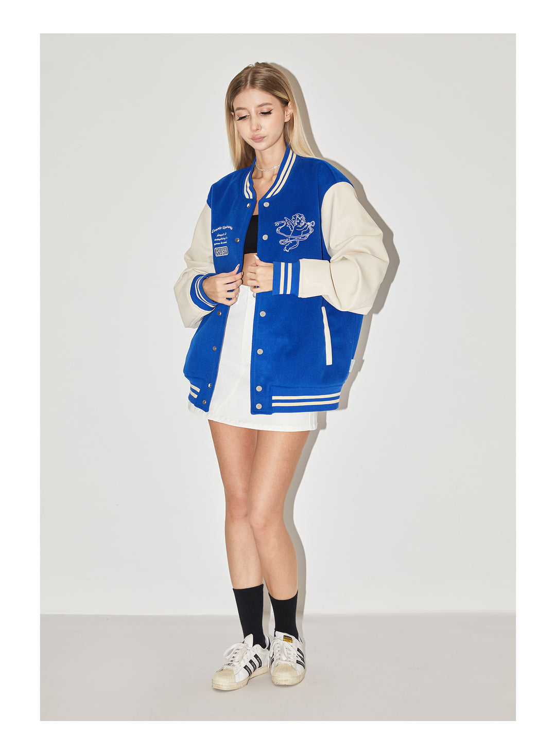 EMPTY REFERENCE Angel Logo Embroidered Baseball Jacket