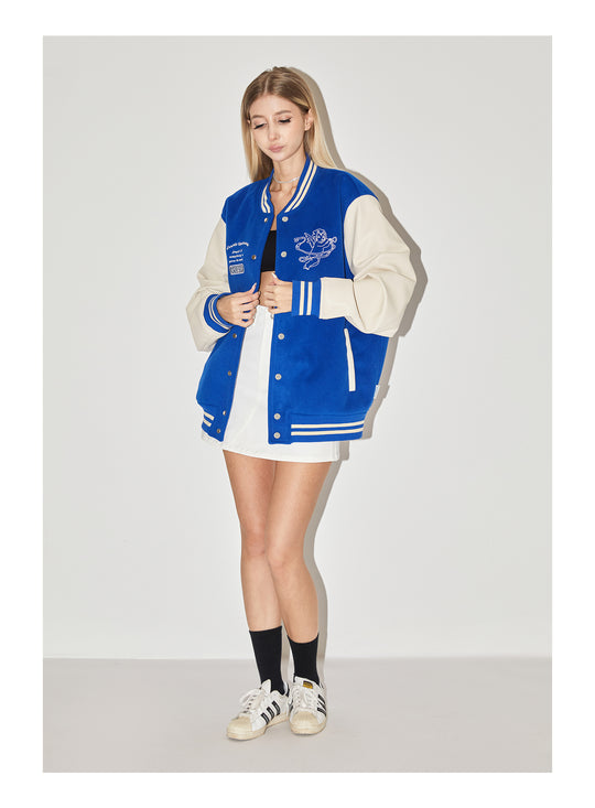 EMPTY REFERENCE Angel Logo Embroidered Baseball Jacket