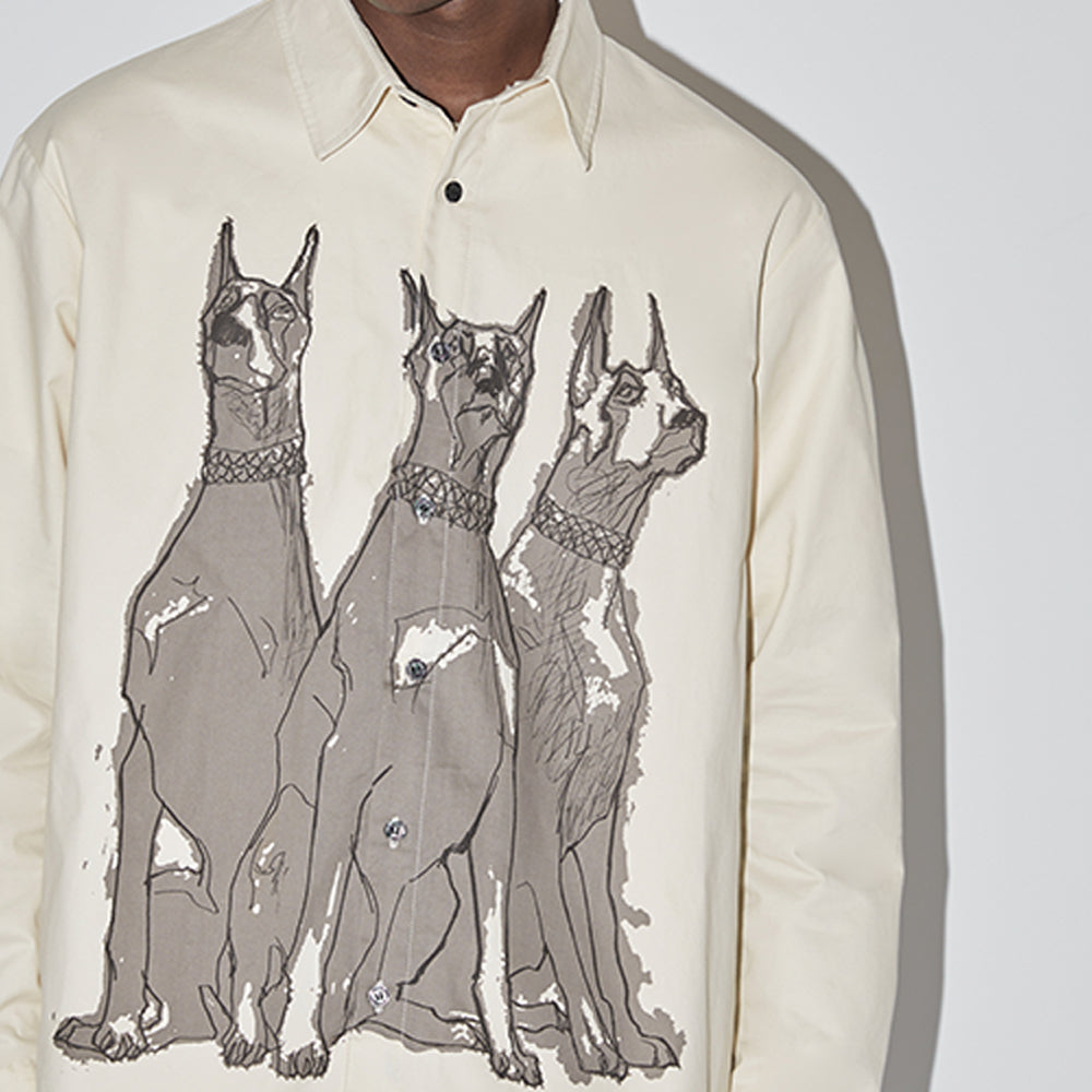 EMPTY REFERENCE Line Drawing Doberman Print Long Sleeved Shirt | Face 3 Face
