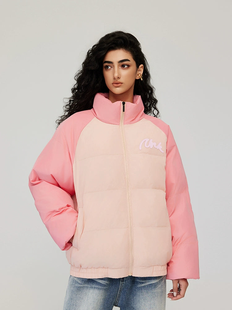 Achock Letter Printed Raglan Sleeve Warm Jacket