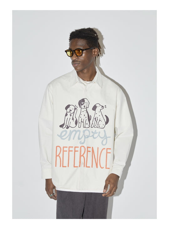 EMPTY REFERENCE Cartoon Puppy LOGO Print Long Sleeved Shirt