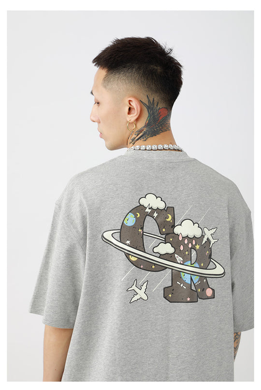 Cashrules Clouds Small Plane Print Tee