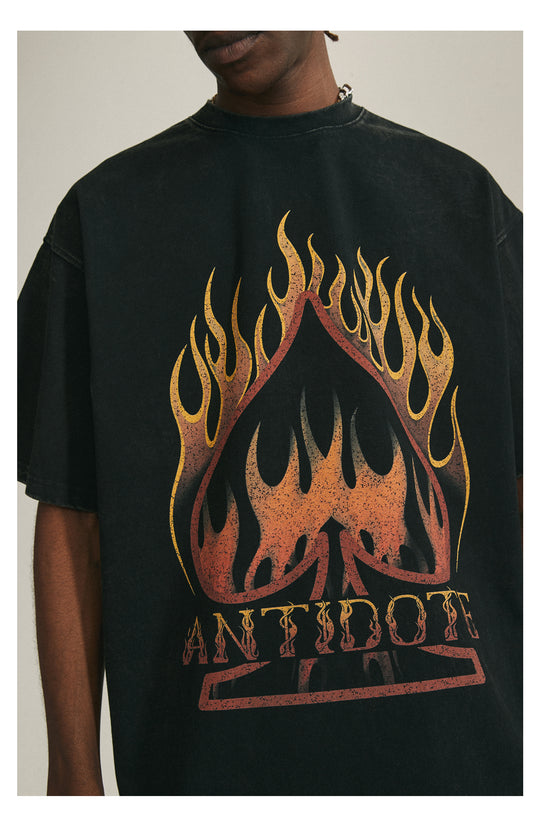 ANTIDOTE Flame Spade Print Tee