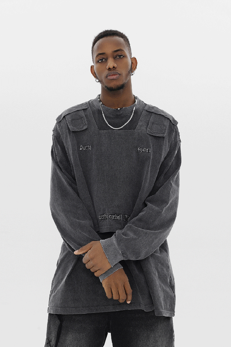 JHYQ Functional Style Washed Old Long Sleeved Tee