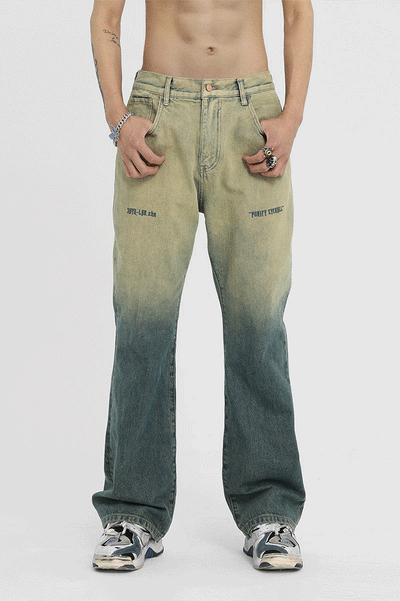 JHYQ Gradient Embroidery Denim Jeans