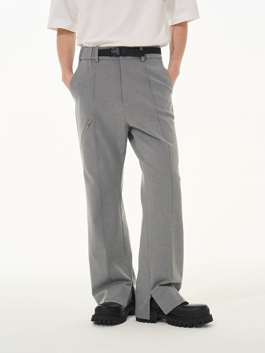 Harsh and Cruel Zipper Boot Cut Buckle Pants